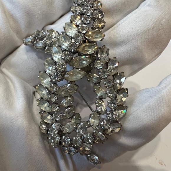 Vintage Sherman Brooch Clear Rhinestones 50's signed - Picture 6 of 13